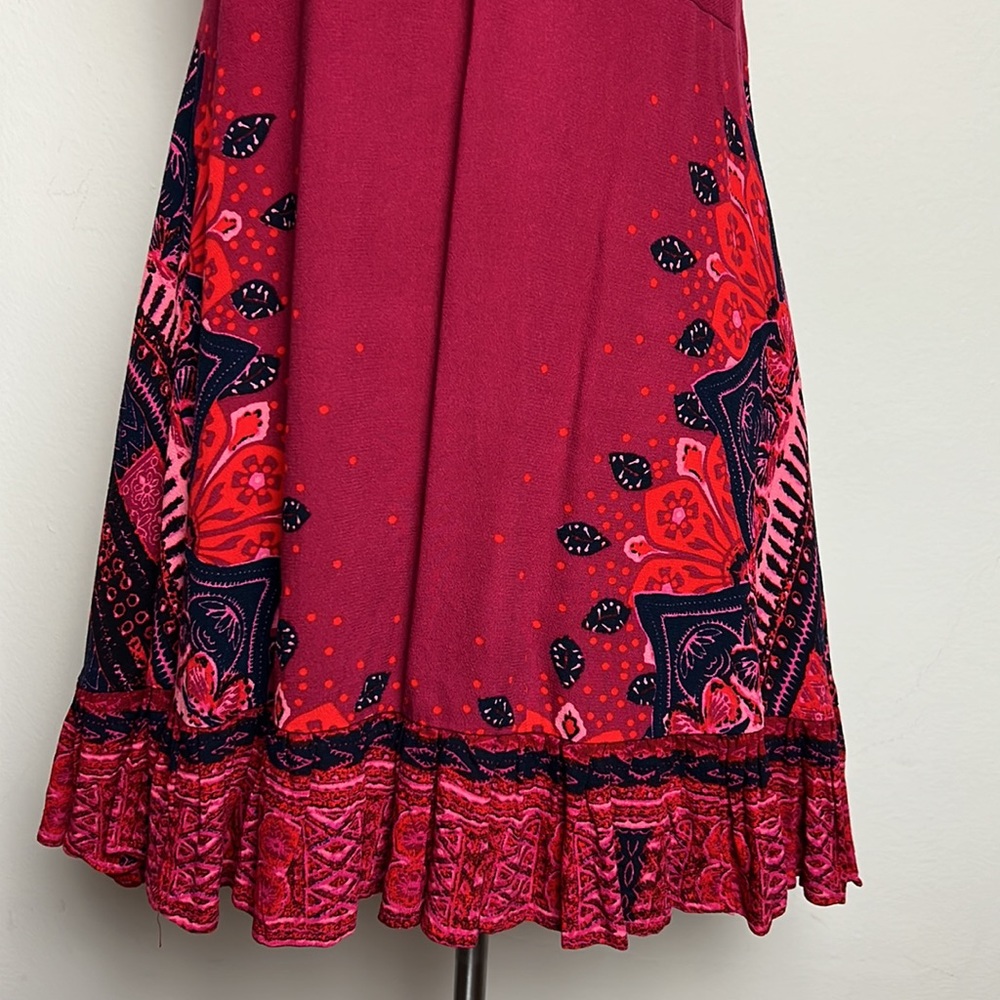 Free People “Steal the Sun” burgundy reversible sleeveless mini dress Size XS - Picture 4 of 5